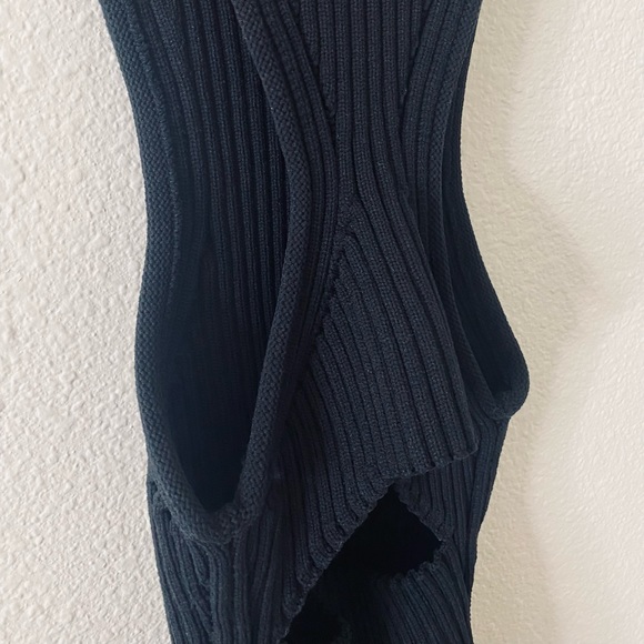Alexander Wang T Cutout Ribbed Stretch-knit Tank In Black size XS - Picture 7 of 8